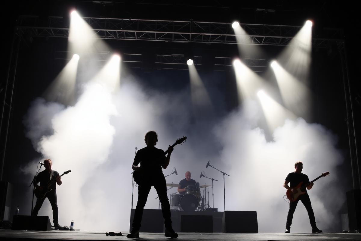 Banda en directo sobre un gran escenario